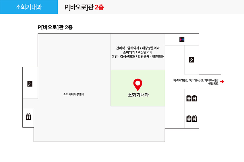 소화기내과 진료과 및 치료실 위치