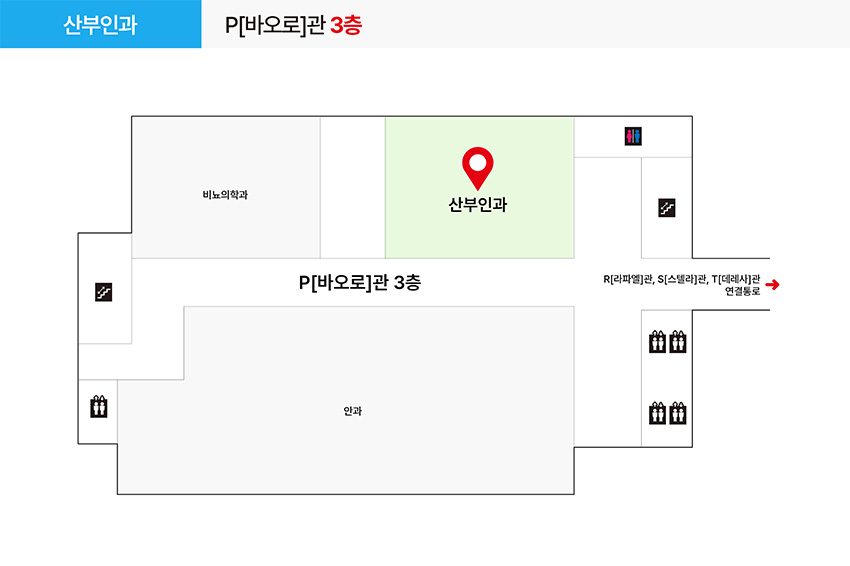 산부인과 진료과 및 치료실 위치