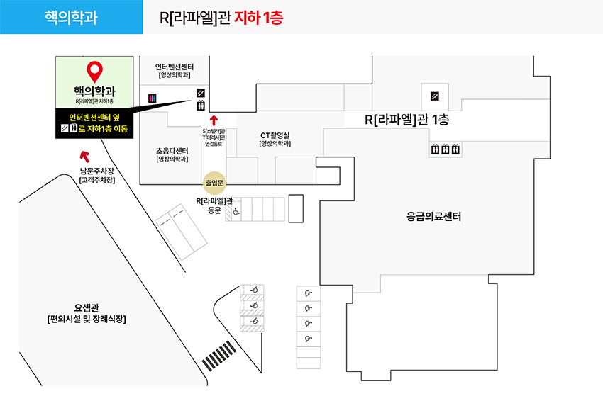 핵의학과 진료과 및 치료실 위치