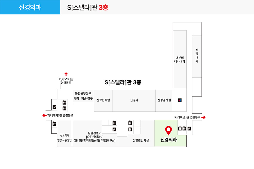 신경외과 진료과 및 치료실 위치
